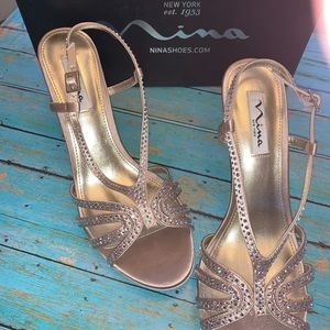 NINA champagne evening heels